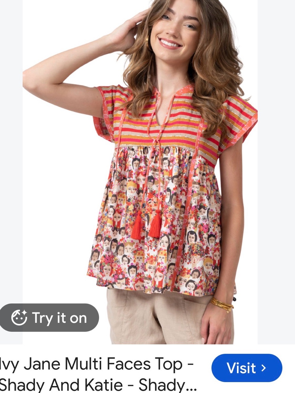 Ivy Jane Multi-Face Print Pink & Coral Top
